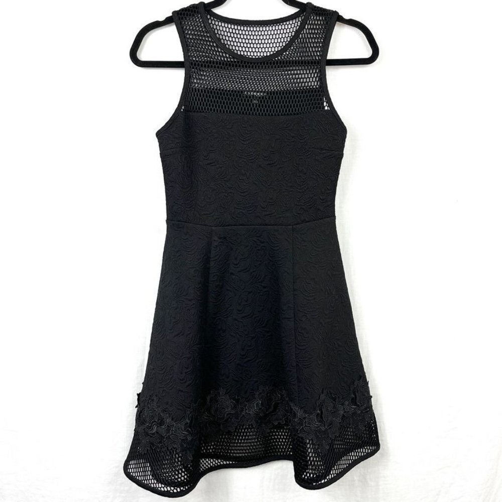 Express Sleeveless Mesh Floral Swing Dress Womens 0 Goth Punk Emo Lace Black
